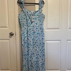 Blue and White Floral Maxi Dress
